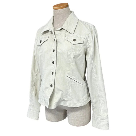 Live a Little Corduroy Jacket Buttons Flare Cream Size Large L - Picture 3 of 16